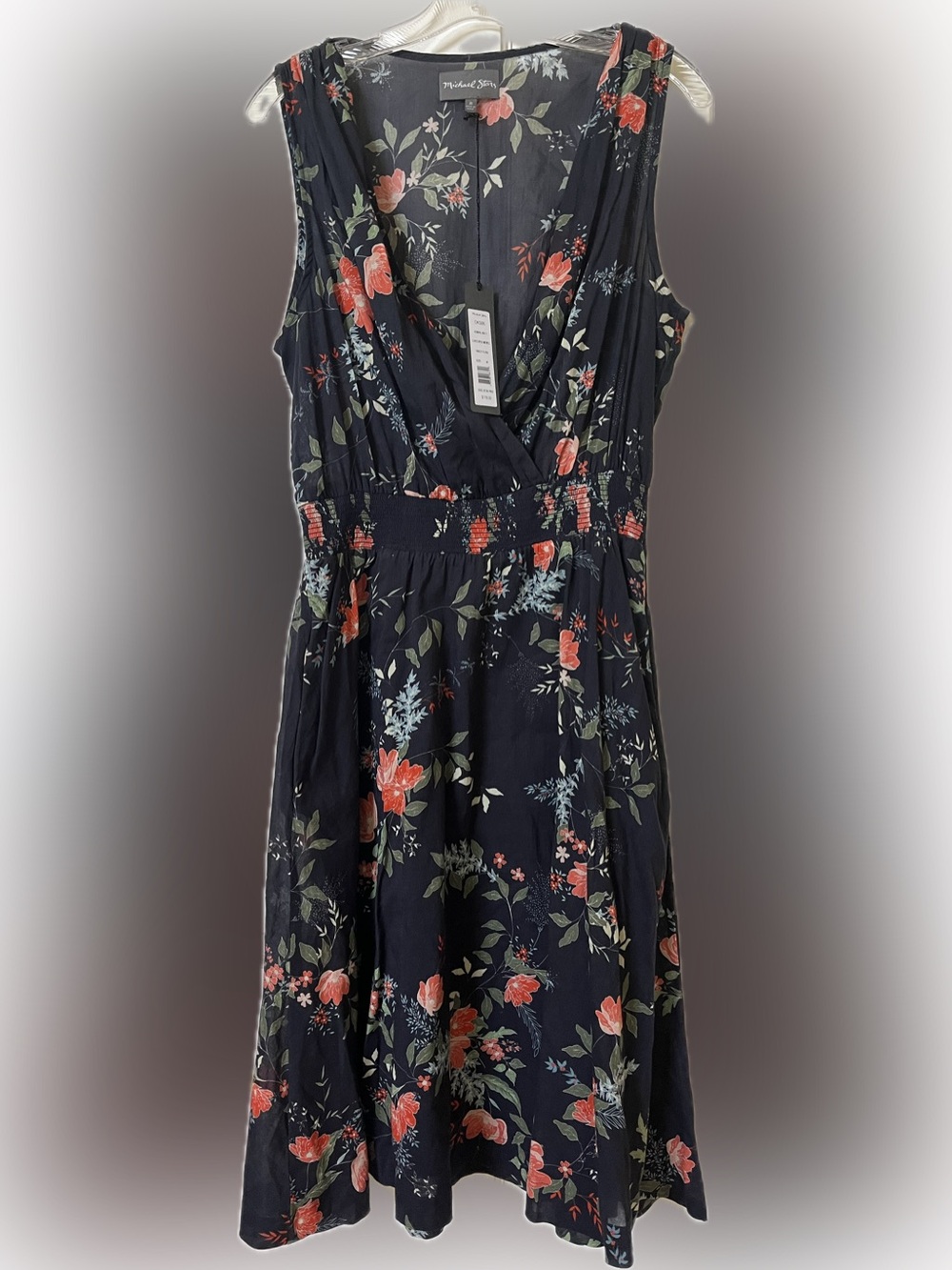 NWT Michael Stars Navy Kinsley Floral Mididress